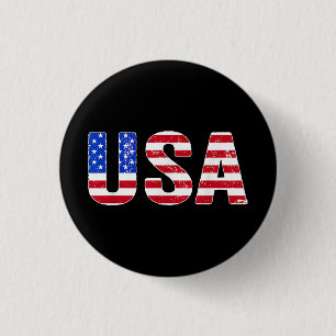 Badge Rond 2,50 Cm T Shirt USA Drapeau Américain Patriotique Hommes F