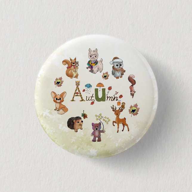 Badge Rond 2,50 Cm Tableau d'automne (Devant)