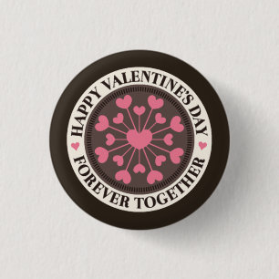 Badge Rond 2,50 Cm Tableau de Coeurs pour toujours ensemble Valentine