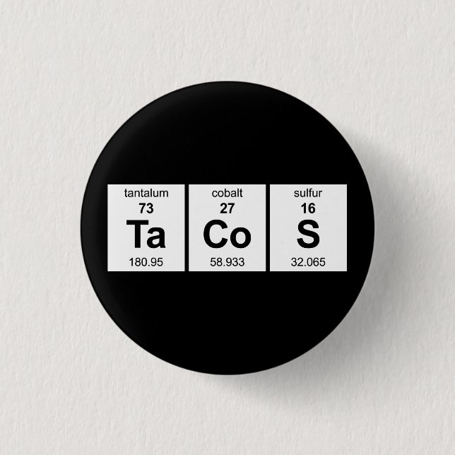 Badge Rond 2,50 Cm Tableau périodique de tacos (Devant)