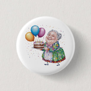 Badge Rond 2,50 Cm Tablier floral drôle de grand-mère pour anniversai