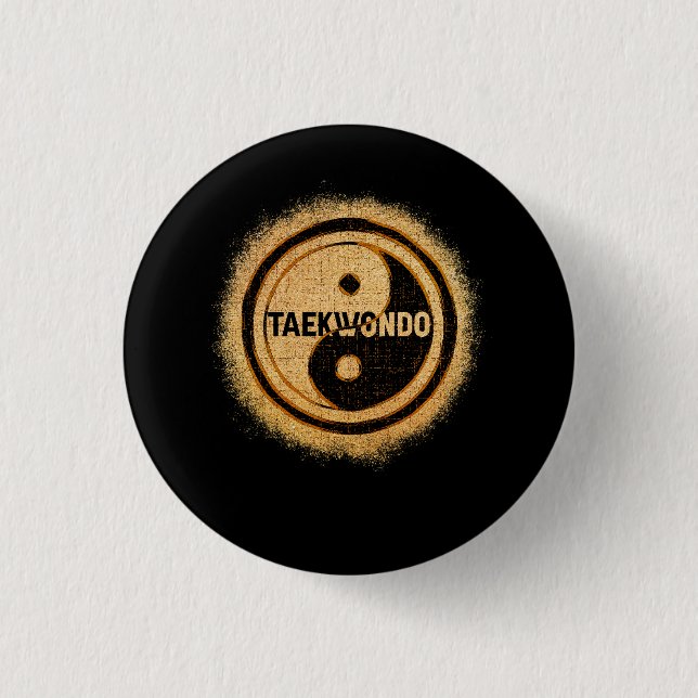 Badge Rond 2,50 Cm Taekwondo Yin Yang Chinese Tae Kwon Do Dualité Mar (Devant)
