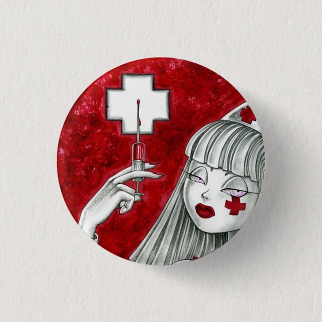 Badge Rond 2,50 Cm Tante Emma d'infirmière (Devant)