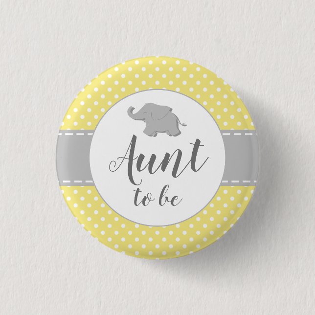 Badge Rond 2,50 Cm Tante future bébé Shower éléphant jaune (Devant)