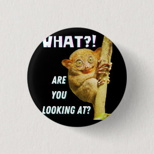 Badge Rond 2,50 Cm Tarsier aux gros yeux drôle Qu'est-ce que vous reg