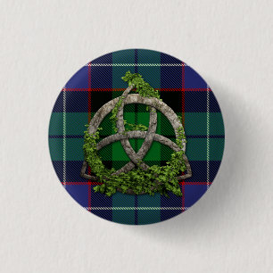 Badge Rond 2,50 Cm Tartan de Galbraith et noeud celtique de trinité