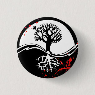 Badge Rond 2,50 Cm Tatouage de sang Cool de Yin Yang Tree