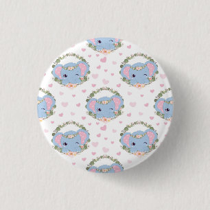 Badge Rond 2,50 Cm Tatouage d'Elephant And Flower