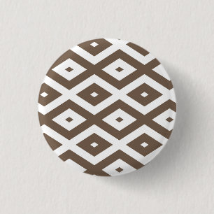 Badge Rond 2,50 Cm Taupe motif diamant brun et blanc