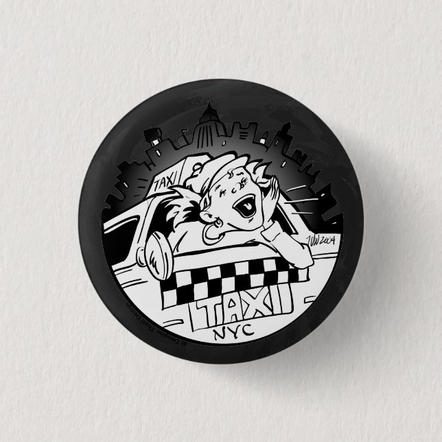 Badge Rond 2,50 Cm Taxi fille (Devant)