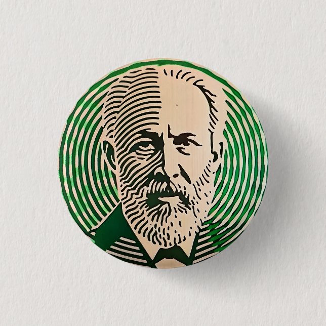 Badge Rond 2,50 Cm Tchaikovsky Portrait style optique minimal (Devant)