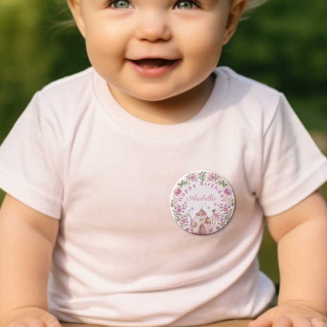 Badge Rond 2,50 Cm Tea Party Fairy Girl Blush Rose Flowers Anniversai (Créateur téléchargé)