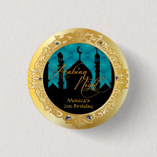 Badge Rond 2,50 Cm Teal et mille et une nuits d'or bouton rond de 1