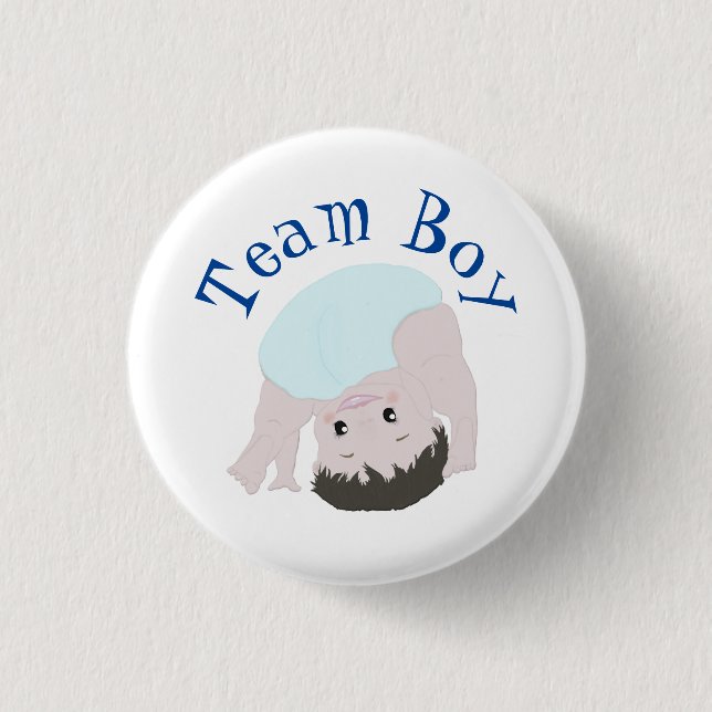 Badge Rond 2,50 Cm "Team Boy" Bébé mignon Révélation de genre (Devant)