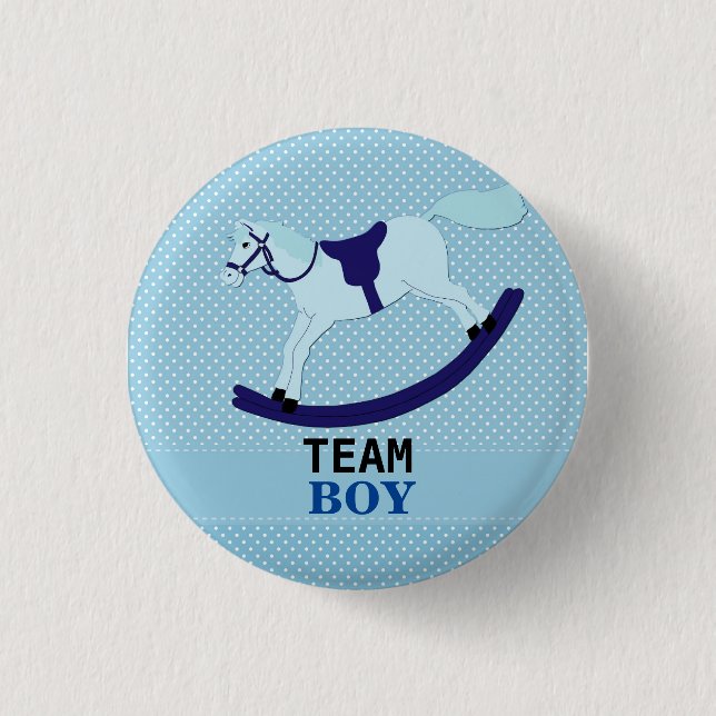 Badge Rond 2,50 Cm Team Boy Blue Rocking Horse Genre Revela (Devant)