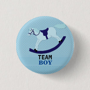 Badge Rond 2,50 Cm Team Boy Blue Rocking Horse Genre Revela