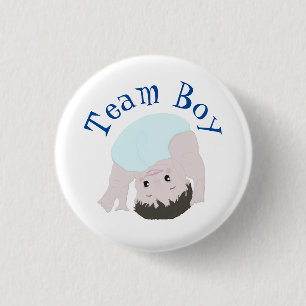 Badge Rond 2,50 Cm "Team Boy" Cute Baby Gender Reveillez