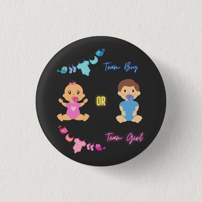 Badge Rond 2,50 Cm Team Boy ou Team Girl Genre Revela (Devant)