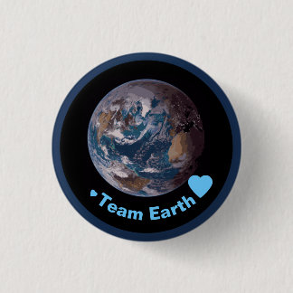 Badge Rond 2,50 Cm "Team Earth" Boule bleue