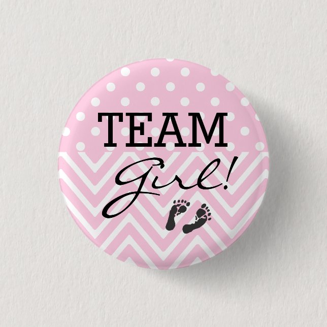 Badge Rond 2,50 Cm Team Girl Baby shower rose (Devant)