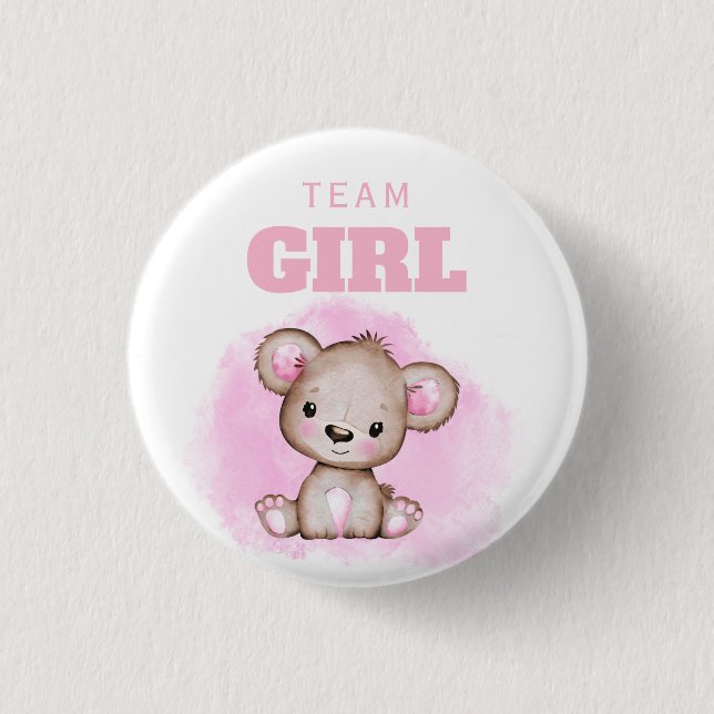 Badge Rond 2,50 Cm Team Girl Bear Genre Reveal (Devant)