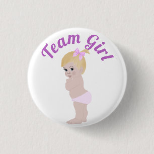 Badge Rond 2,50 Cm "Team Girl" Bébé mignon Genre Révéler 3 Cm Arr