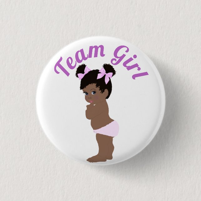 Badge Rond 2,50 Cm "Team Girl" Bébé mignon Révélation de genre (Devant)