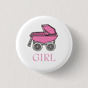 Badge Rond 2,50 Cm Team Girl Pink Baby Stroller Genre Revela