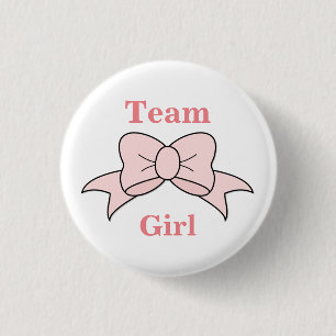Badge Rond 2,50 Cm Team Girl Pink Bow Gender Reveal