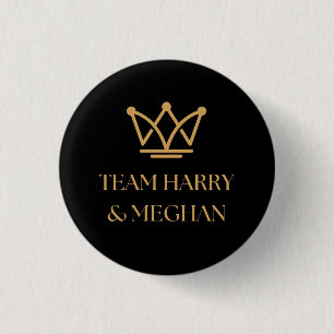 BADGE ROND 2,50 CM TEAM HARRY & MEGHAN AVEC GOLD CROWN
