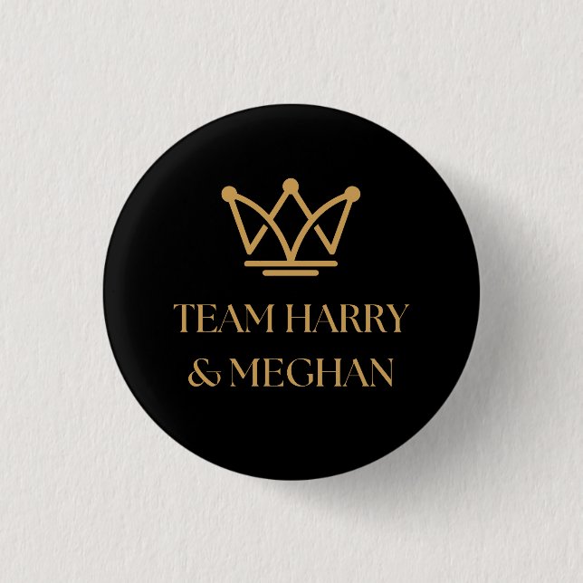 BADGE ROND 2,50 CM TEAM HARRY & MEGHAN AVEC GOLD CROWN (Devant)
