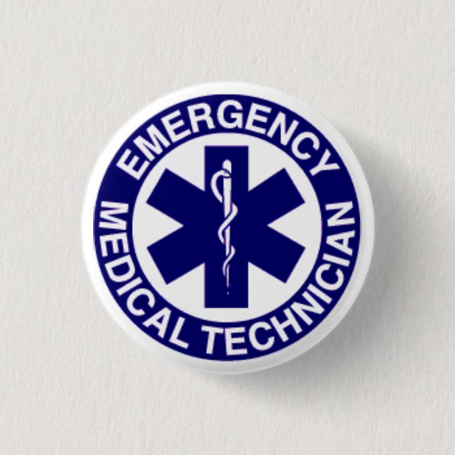 BADGE ROND 2,50 CM TECHNICIENS MÉDICALE EMT DE SECOURS (Devant)