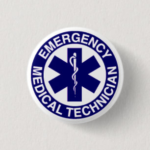 BADGE ROND 2,50 CM TECHNICIENS MÉDICALE EMT DE SECOURS