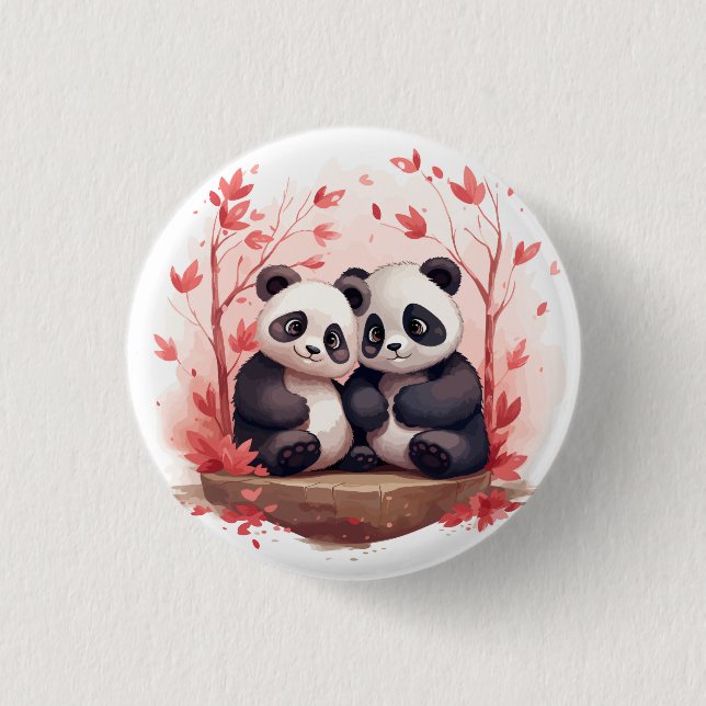 Badge Rond 2,50 Cm Tellement heureux ensemble Panda paire (Devant)