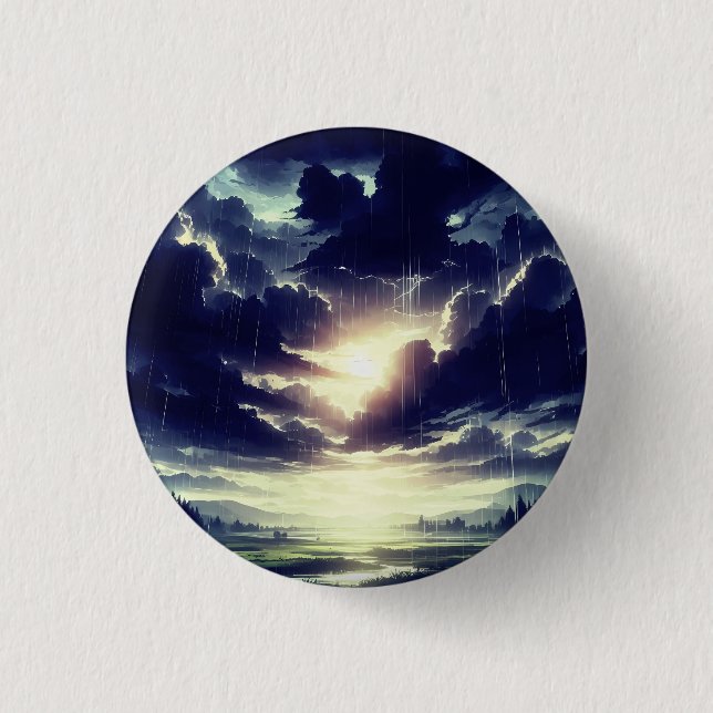 Badge Rond 2,50 Cm Température Coucher de soleil sur la vallée Serene (Devant)