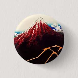 Badge Rond 2,50 Cm Tempête de pluie sous le sommet par Katsushika Hok