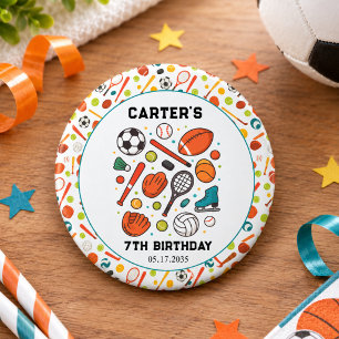 Badge Rond 2,50 Cm Temps de jeu de sport Anniversaire d'une vedette