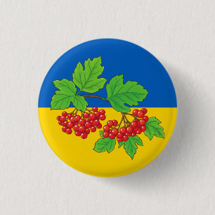 Badge Rond 2,50 Cm Tenez-Vous Avec L'Ukraine   Bouton Kalyna (viburnu