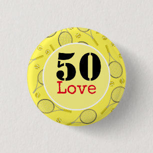 Badge Rond 2,50 Cm Tennis 50e Anniversaire balle de tennis et numéro 