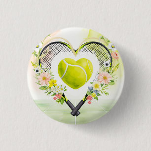 Badge Rond 2,50 Cm TENNIS Saint Valentin pour jouer avec amour