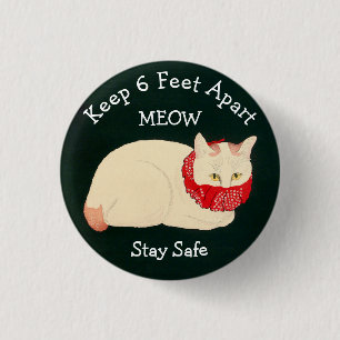 Badge Rond 2,50 Cm Tenue En Chat 6 Pieds Éparpillés