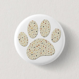 Badge Rond 2,50 Cm Terrazzo Dog Pawprint Motif Art