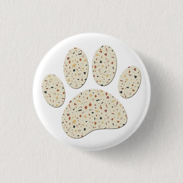 Badge Rond 2,50 Cm Terrazzo Dog Pawprint Motif Art (Devant)
