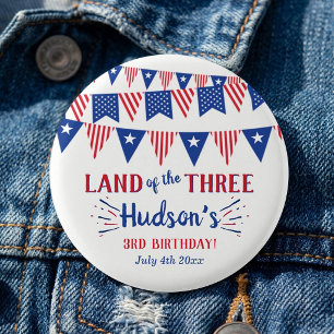 Badge Rond 2,50 Cm Terre des Trois ! Fête du 4 juillet, 3e anniversai