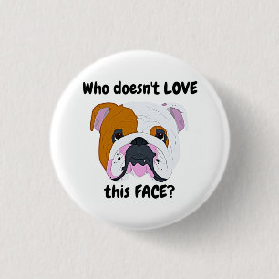 Badge Rond 2,50 Cm Tête de Bouledogue
