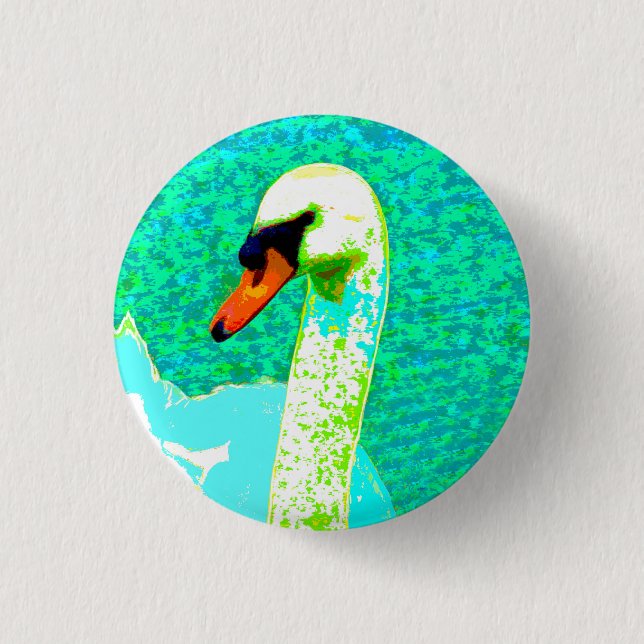 Badge Rond 2,50 Cm Tête de cygne blanche majestueuse (Devant)