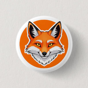 Badge Rond 2,50 Cm Tête de renard vibrant