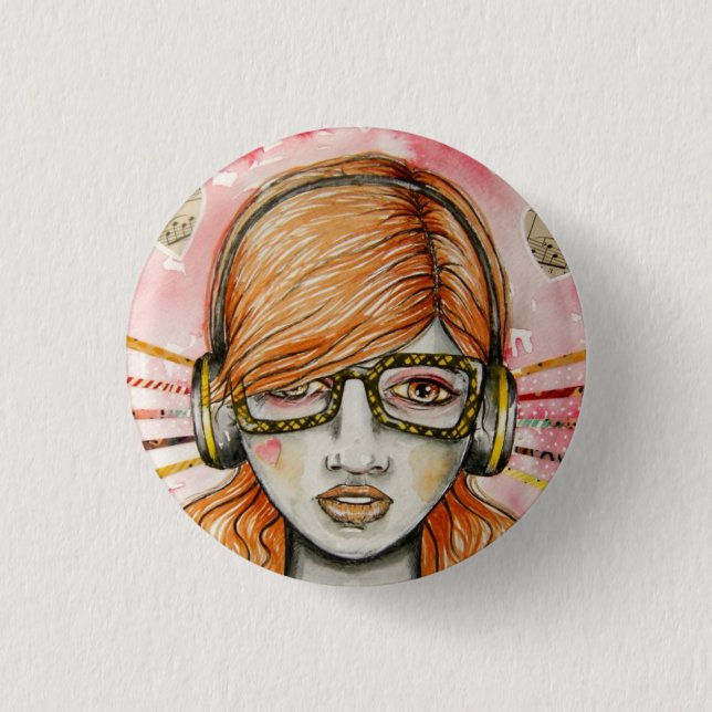 Badge Rond 2,50 Cm Tête par radio (Devant)