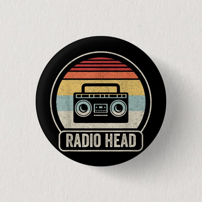 Badge Rond 2,50 Cm Tête radio Vintage (Devant)