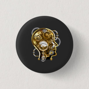 Badge Rond 2,50 Cm Tête Steampunk avec manomètre